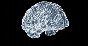 Glowing illustration of the human brain, representing nutrients for brain health
